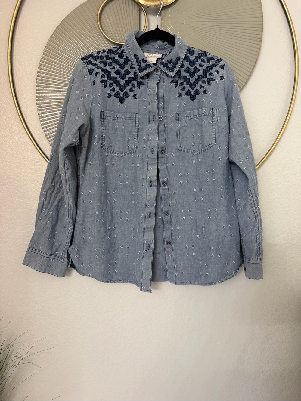 Ariat Light Blue Embroidered Western Button-Down Shirt